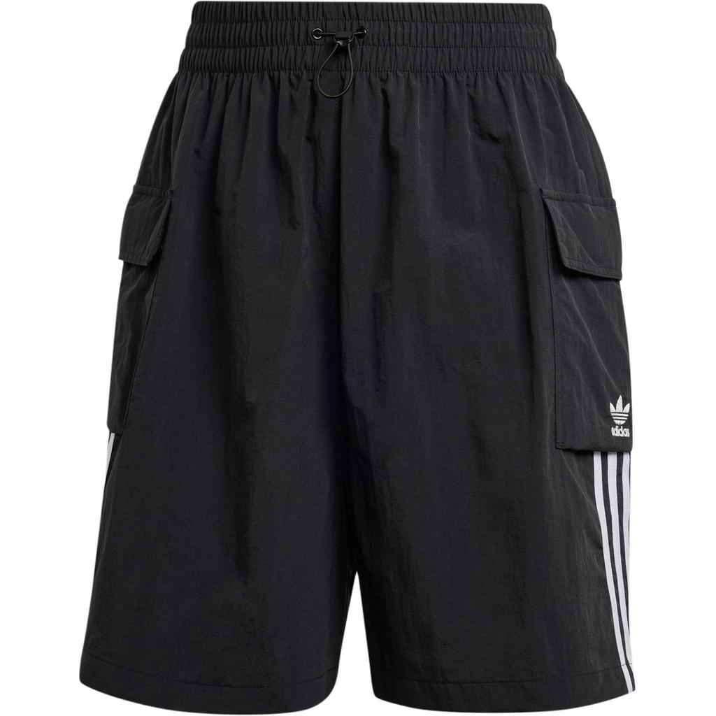 Adidas Originals Adicolor Cargo Shorts With Striped Print Logo And Mid-Rise Relaxed Fit Women Bottoms Black JH1077