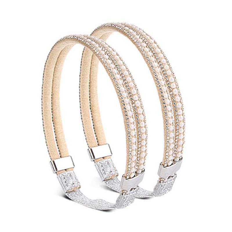 2Pcs Rhinestones High Heel Adjustable Shoe Belt for Women Antiskid Ankle Support Straps with Elastic Band Shoe Straps
