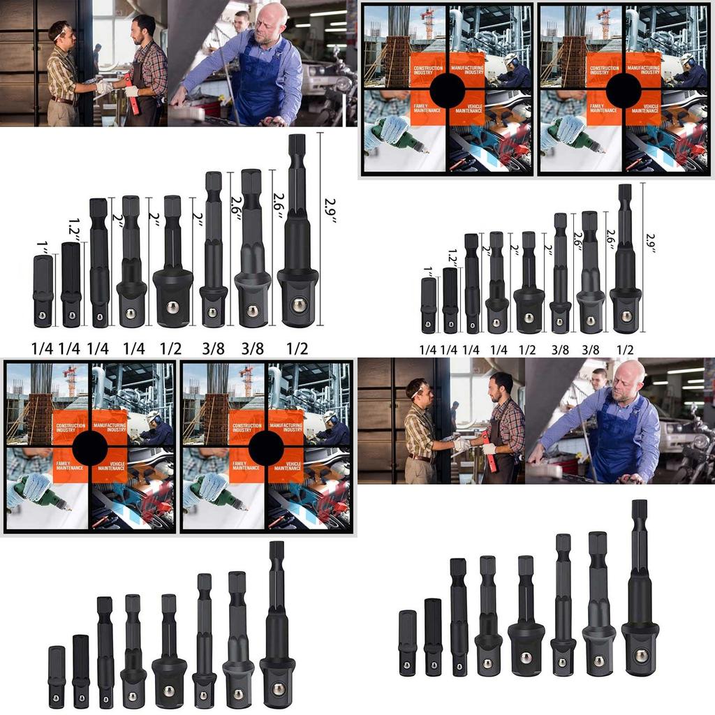 Versatile 8pc Impact Socket Adapter Kit For 1/4 Inch 3/8 Inch 1/2 Inch Drives