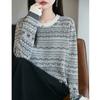 Damen Retro Fair Isle Strickpullover Lockerer Schnitt Wollmischung Pullover Winter Freizeit Oberteil