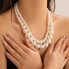 Accessories, Retro Exaggerated Large Pearl Chocker Collarbone Chain, Temperament Multi-layer Beaded Necklace Women