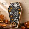 Festival Atmosphere Ornaments Halloween Table Sign, Spooky Message Board, Wooden Tabletop Centerpiece with Skeleton Unique Presents And Maple