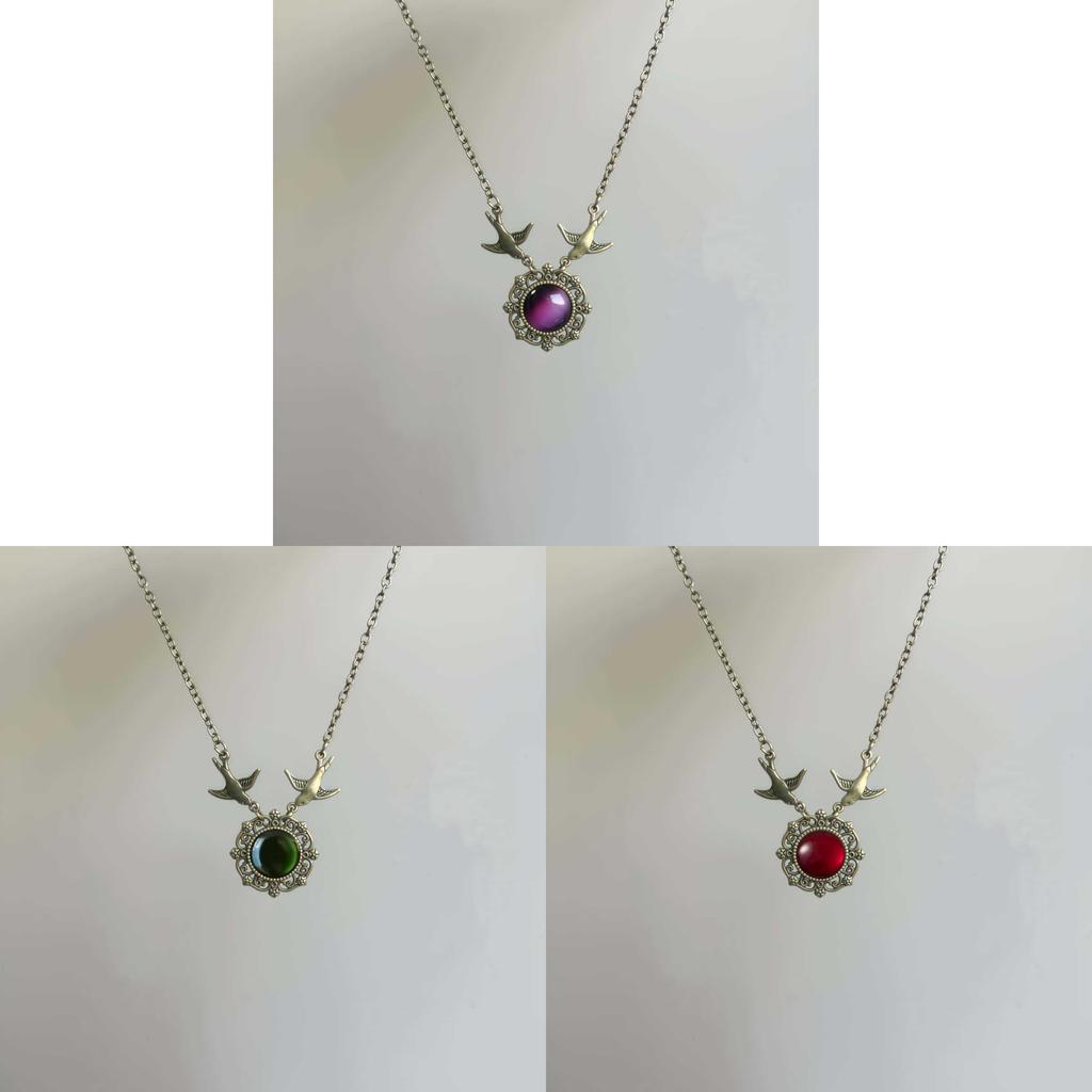 Retro Animal Charm Necklace With Colored Crystals And Copper Finish For Ladies