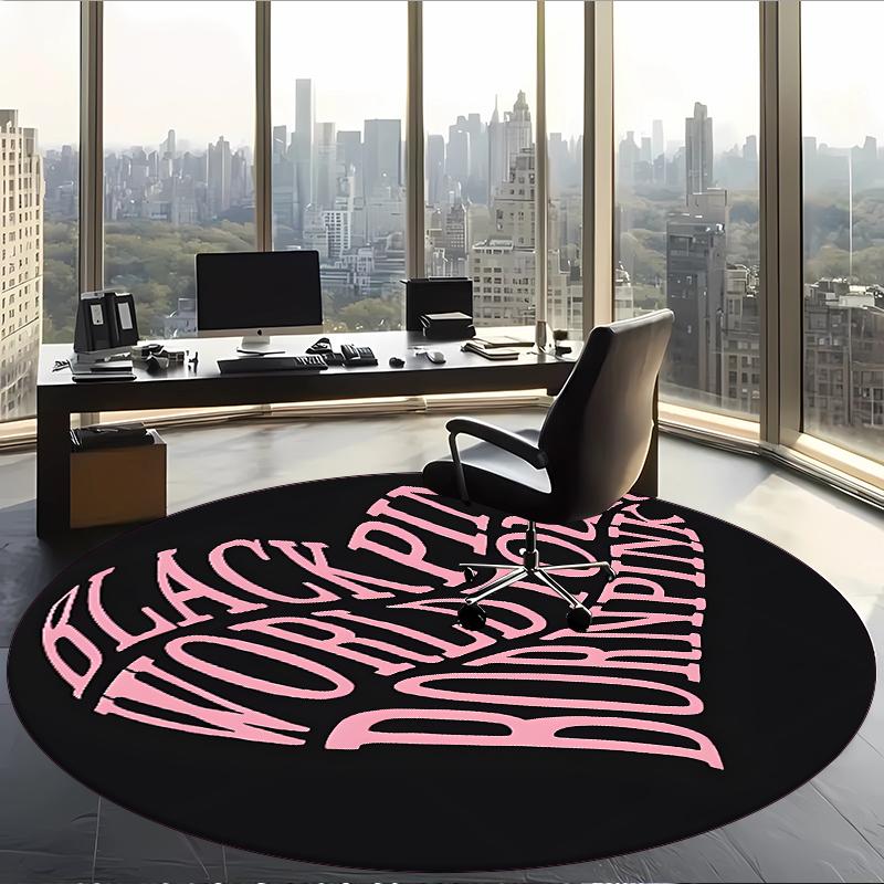 Schwarzrosa (1) Runder Büroteppich Dekorativer Bodenteppich für Büro Schlafzimmer Wohnzimmer und Wohnbereich