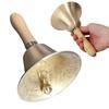Loud Brass Handbell Hand Call Bell with Wooden Handle for Wedding Animal Training Dinner Meditation Musical Teaching Service