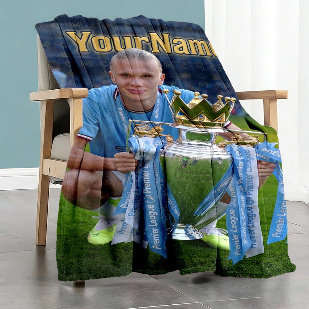 Manchester City Customize Your Name Blanket Multi-purpose Customizable Blanket Soft & Cozy for Living Room Office Chair Office Picnics All-Season Use