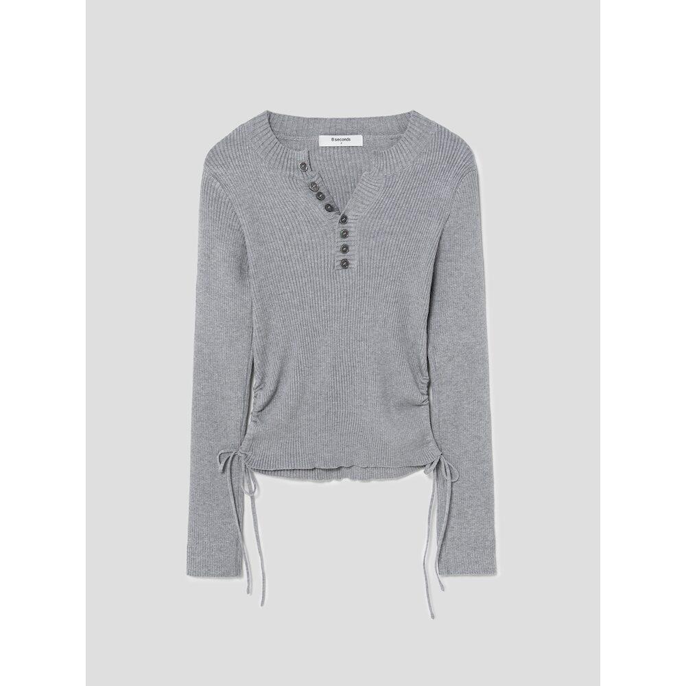 8seconds Button-Detail Inner Knit Gray