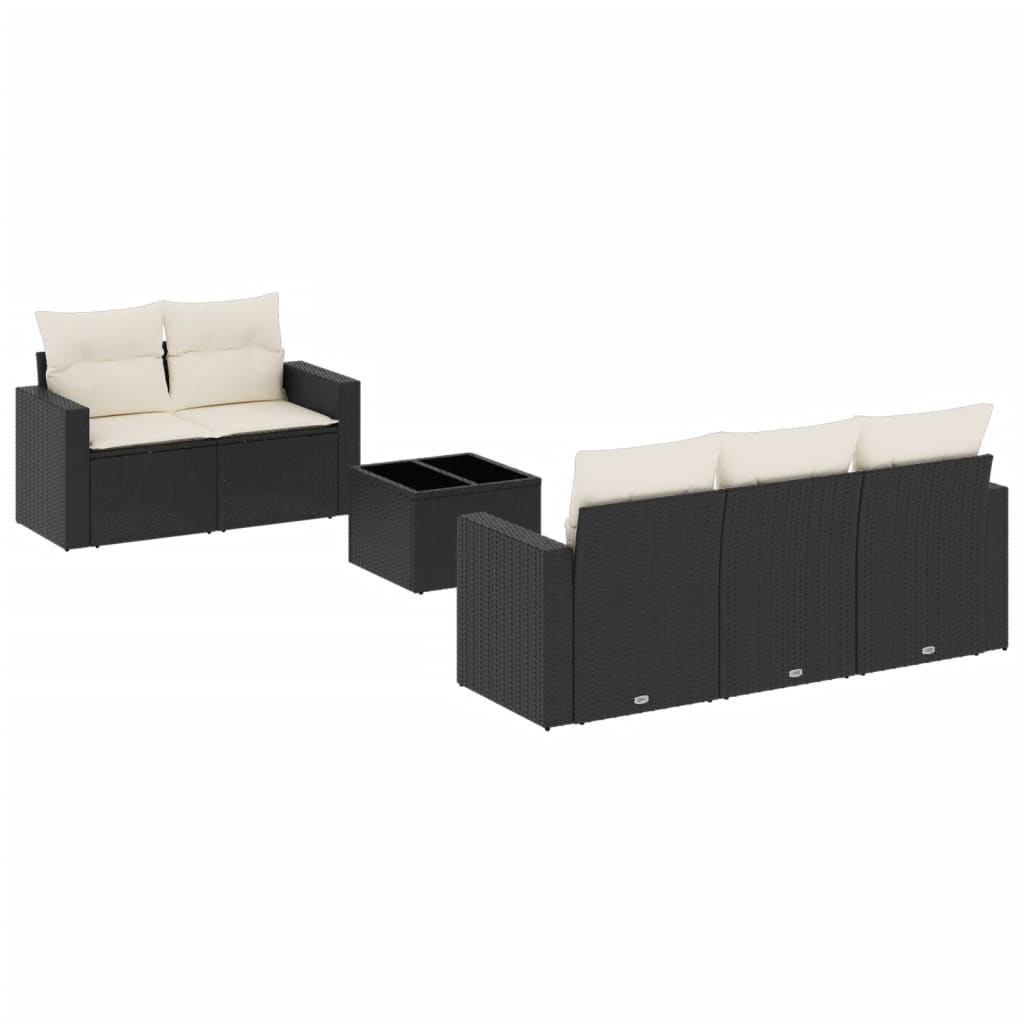 Vidaxl 6-Cz. Garden Furniture Set With Cushions, Black Poly Rattan