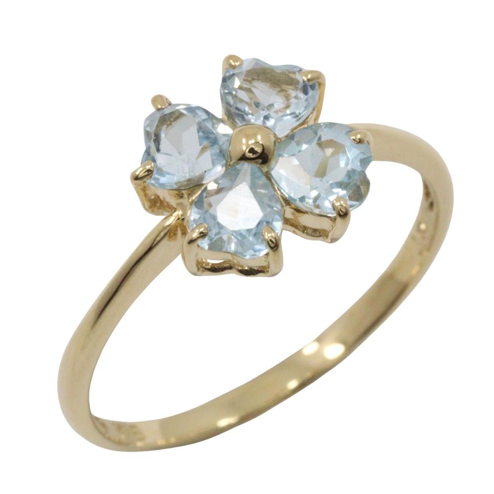 

Clover Ring K18 yellow gold/Blue Topaz #7.4(US Size) Clover 1.9g Women Used
