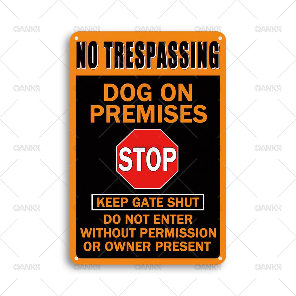

Vintage No Trespassing Metal Tin Sign Retro Dog On Premises Metal Signs for Man Cave Farm Garden Home Wall Decor Plaque 20x30cm（7.8x11.8inch）