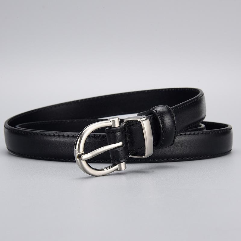 Belt Women'S First Layer Cowhide Black Thin Belt Genuine Leather Women'S Belt Classic Belt Women