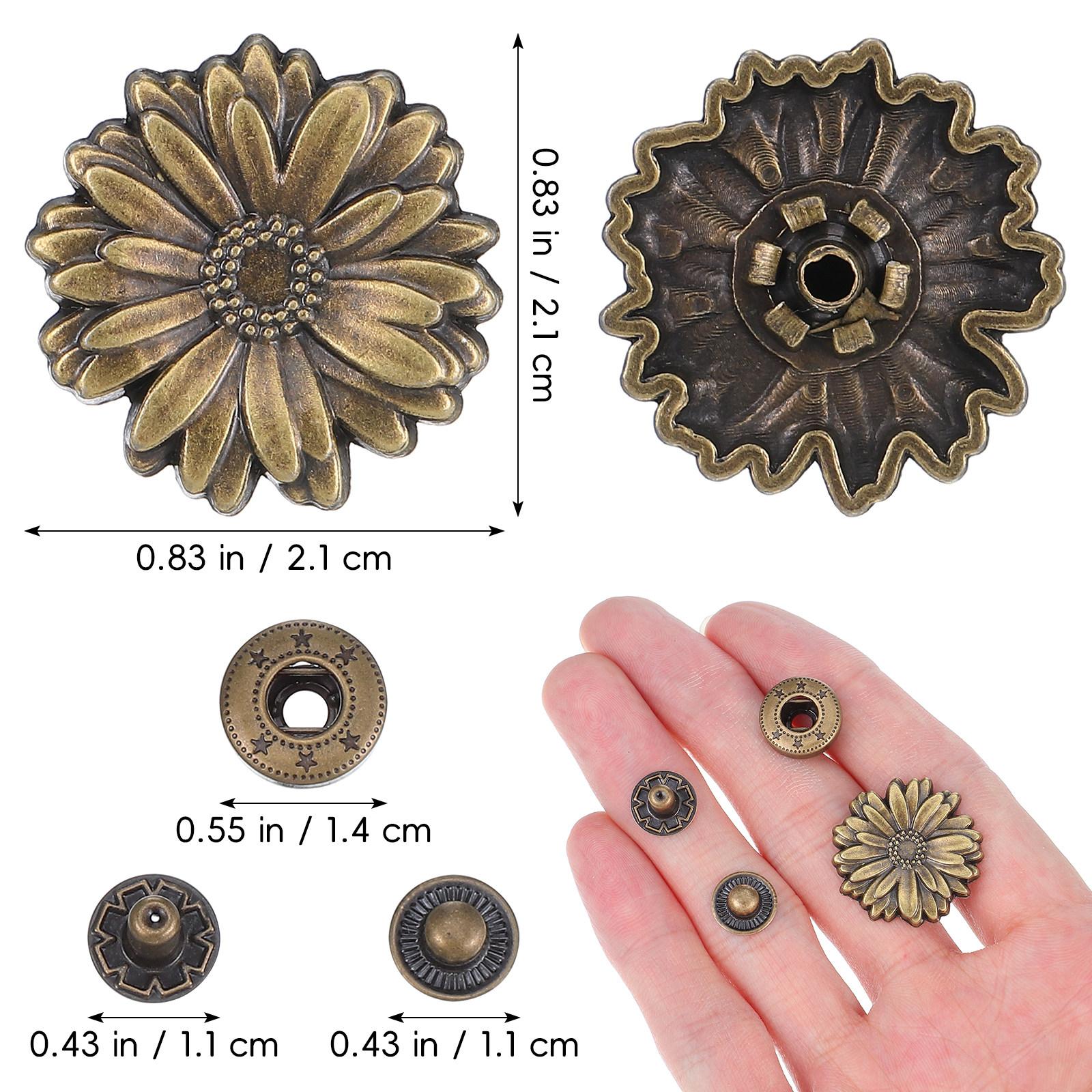 

10Sets Daisy Shape Alloy Snap Button Fasteners Sturdy Rustproof Costume Bag Clasp Buckle Fittings Craft Sewing Purse Tote DIY золотистый