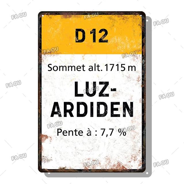 

Alpe d Huez Mont Ventoux Col du Galibier Col du Télégraphe Tour de Francia Vintage Style Bicycle Tin Sign Gift for Cyclist 30x40cm(11.8x15.7inch)