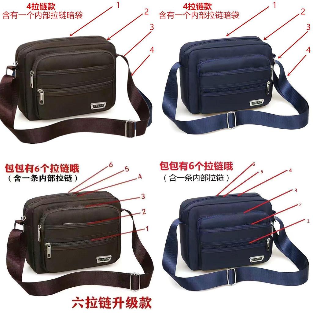 Classic Oxford Cloth Mens Crossbody Bag With Multiple Zipper Compartments For Business Travel