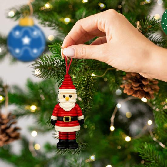 4Pcs/Set Snowman Ornament Kit Santa Claus Snowman Xmas Tree Shape Pendant
