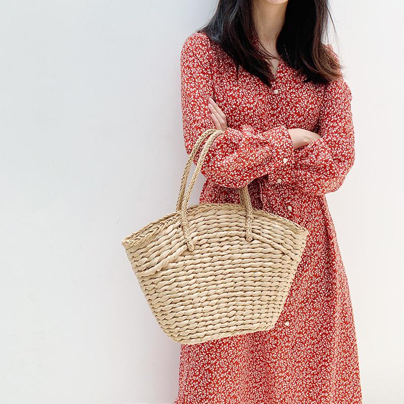 Women Bohemian Beach Handbag Rattan Wicker Straw Tote Bag Large Capacity Female Casual Travel Handbag