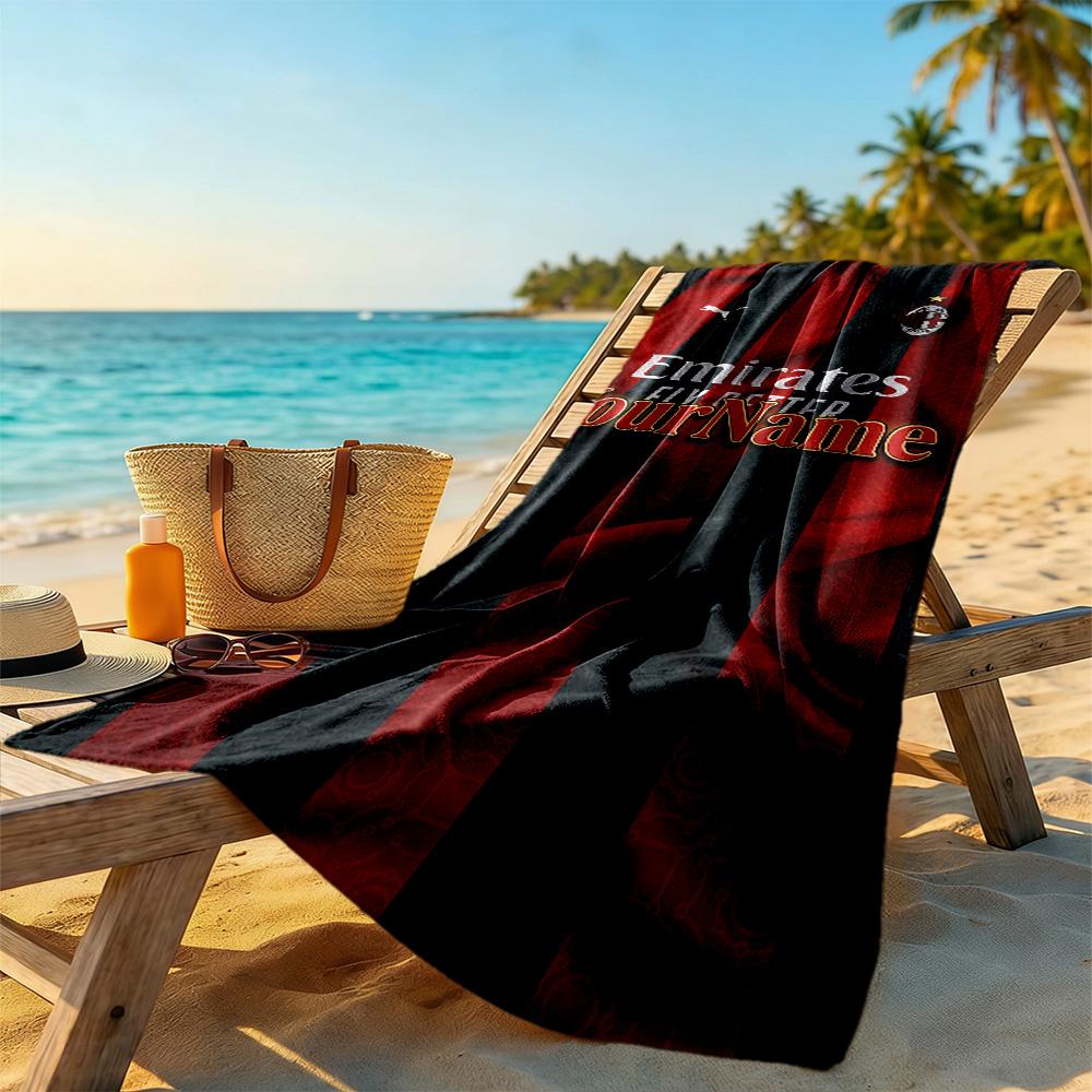 Ac Milan Customizable Name Beach Towel Quick-Dry Soft Microfiber