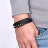 Hot Selling Gold-plated Stainless Steel Black Leather Bracelet, Hand Woven Magnetic Buckle, Men's Multi-layer Leather Bracelet