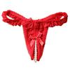 Erotische Höschen Sexy schrittoffene Damen-Mini-Tangas mit Perlenspitze, transparentem Netzstoff, Rüschen-Tangas, floral bestickter Schleifenknoten-G-String