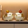 Aris & Juno A Pair of Lucky Pig Figurine - Resin Fortune Pig Statues with Golden Accents for Home Decor & Good Luck