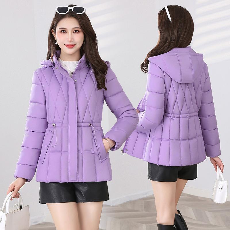 

Зимняя новая хлопковая одежда женская короткая приталенная тонкая хлопковая одежда с капюшоном модная теплая хлопковая куртка 6XL фиолетовый