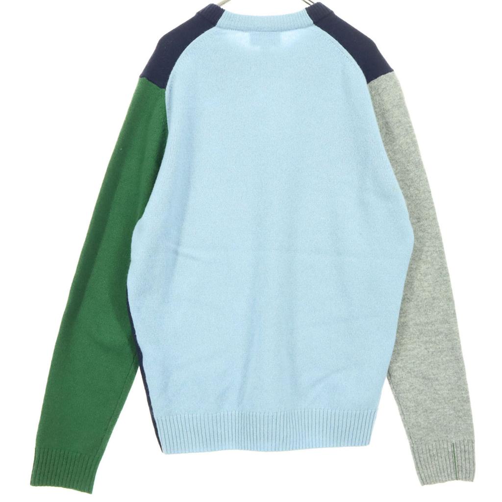 LACOSTE wool One-point logo crazy pattern Long sleeve sweater multicolor Men's Used