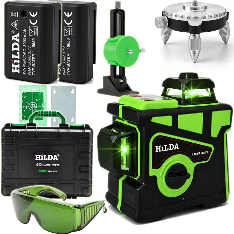 Poziomica Laserowa Hilda 3D Pro 360 Płaszczyznowa Laser Krzyżowy Zielony