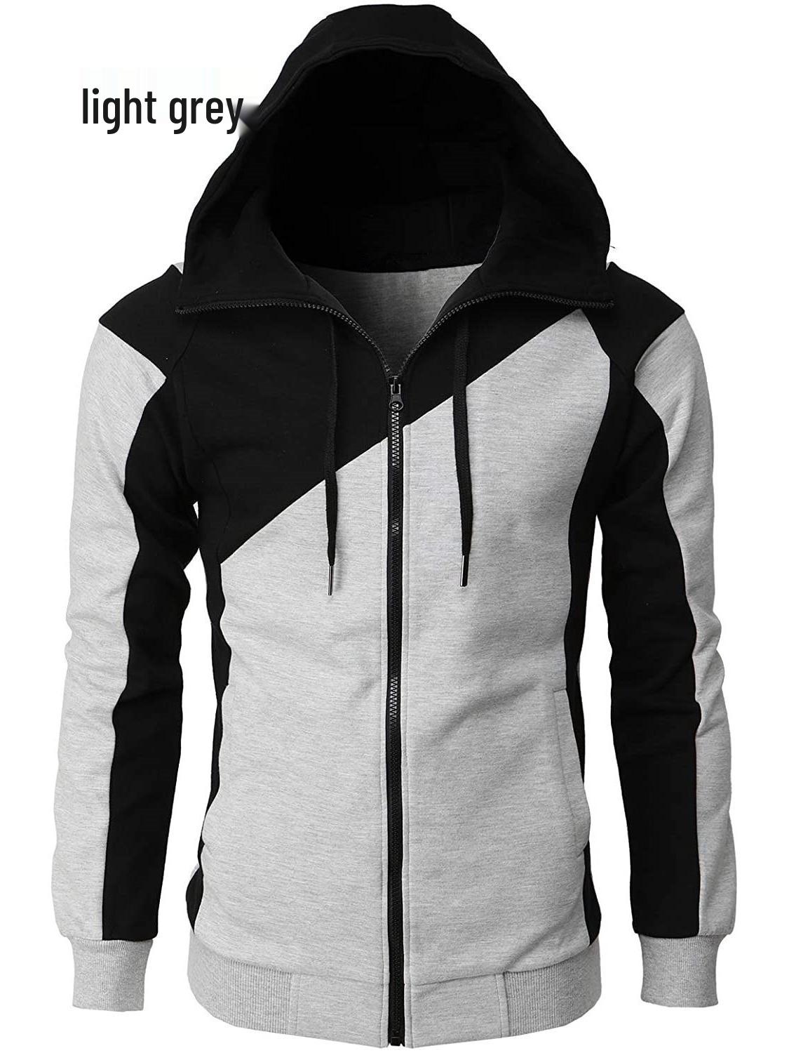 

Мужская приталенная толстовка с капюшоном в стиле колор-блок - Повседневная спортивная одежда с длинным рукавом XXL светло-серый