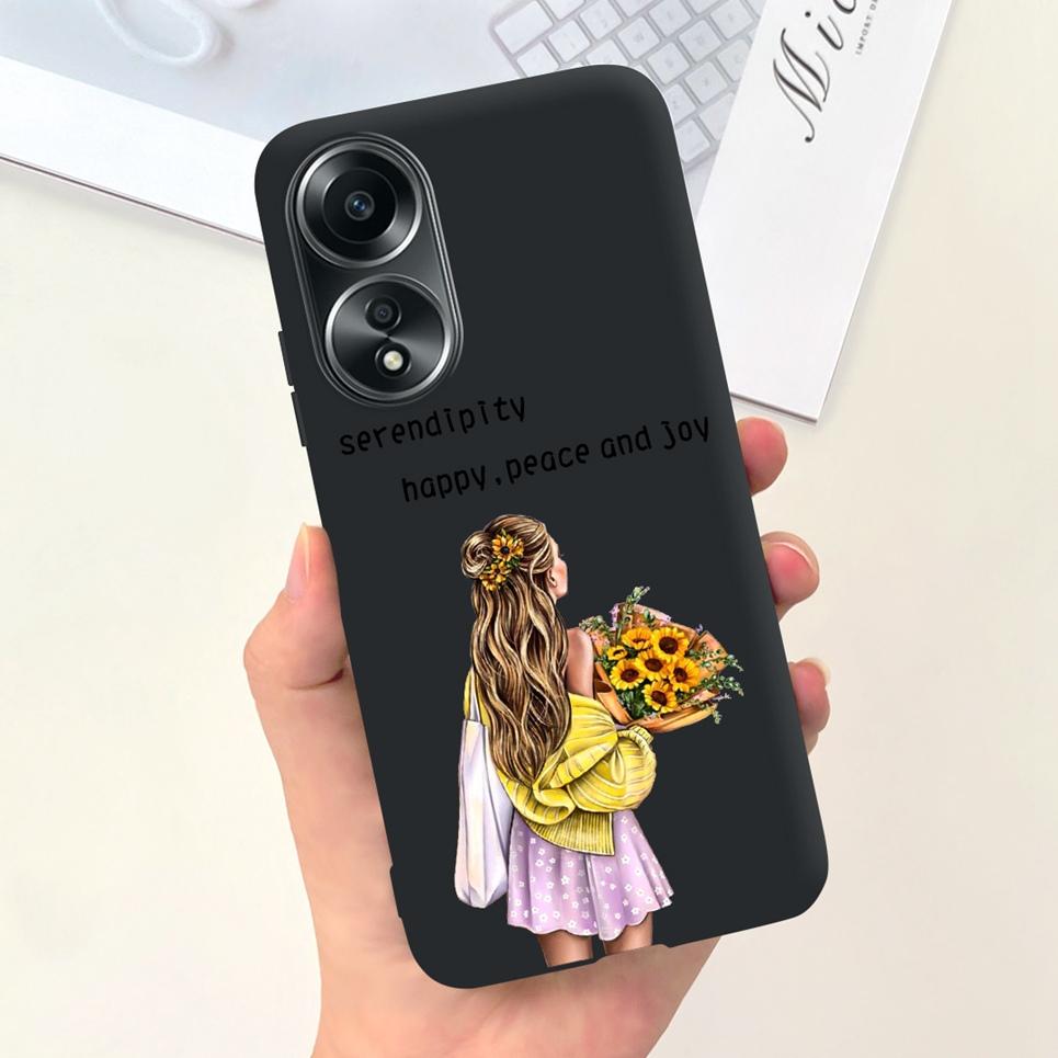 For Oppo A58 4G Back Cover Beauty Flower Girl Fashion Jelly Phone Case For Oppo A58 4G CPH2577 OppoA58 A 58 Coque Etui Soft TPU