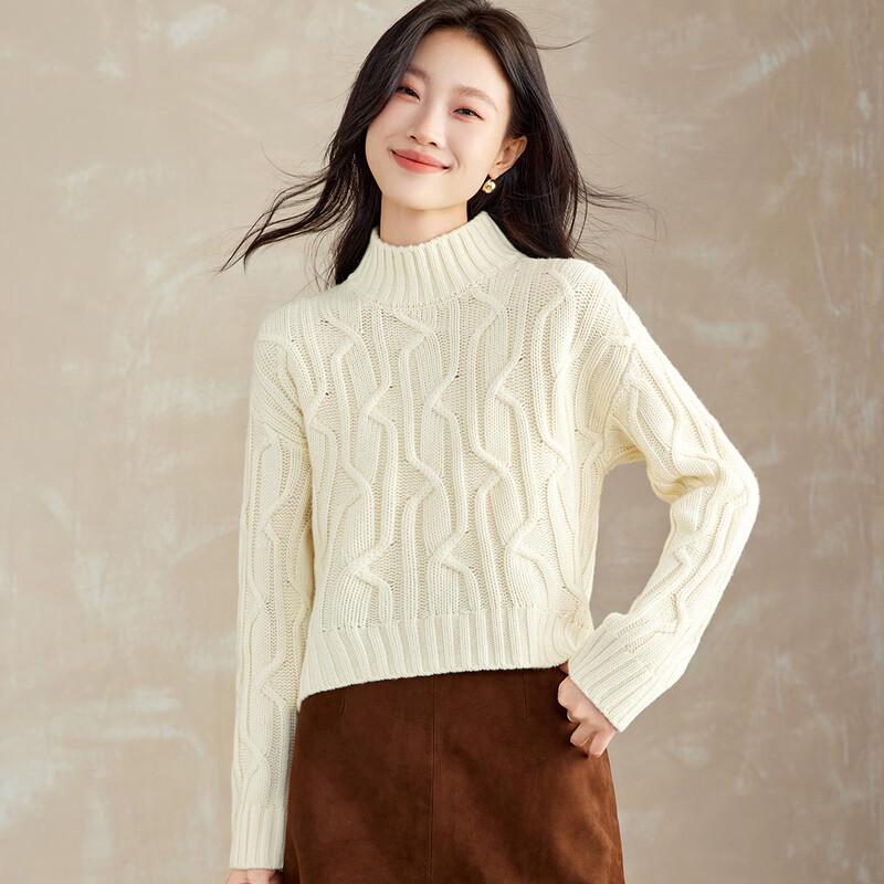 Srcr Women's High-Neck Cable Knit Wool Sweater