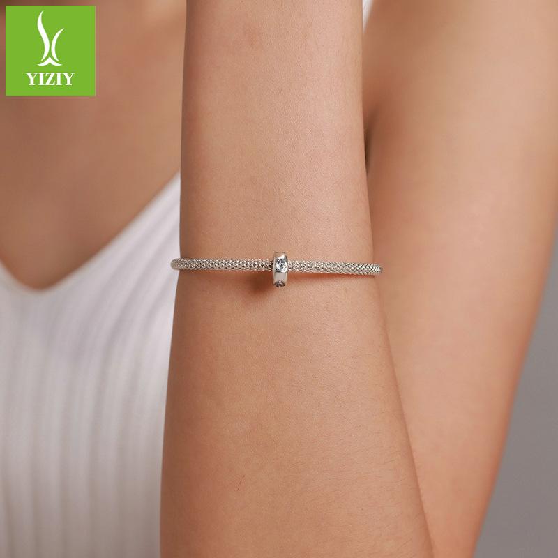 Pure Heart S925 Silver Spacer Beads, Simple Heart-Shaped Zircon Diy Beads Accessories Scc1931