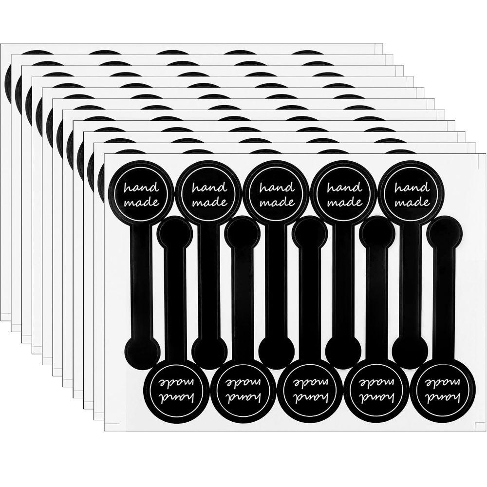 100PCS Self Adhesive Decorative Labels Long Strips Cute Cartoon Thank You Sticker Round Shape Handmade Packaging Sealing Labels