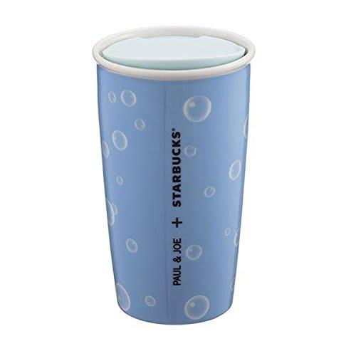 STARBUCKS Starbucks Double-Walled Tumbler Mug with Logo, Cat, and Kitten Design, PAUL&JOE Collaboration, 12 Fl Oz/355 Ml, Ceramic, Blue, Pastel, Coffe