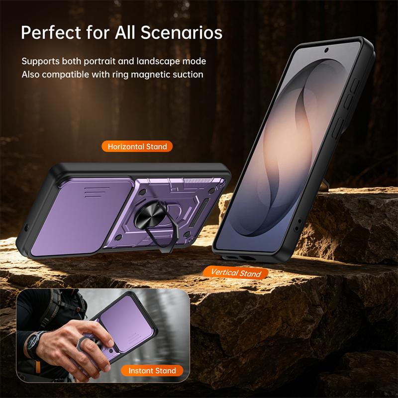 Armor Slide Lens Protect Phone Cases Fundas For Samsung Galaxy S26 Ultra S 26 Plus 5G GalaxyS26 Case Magnetic Holder Ring Cover