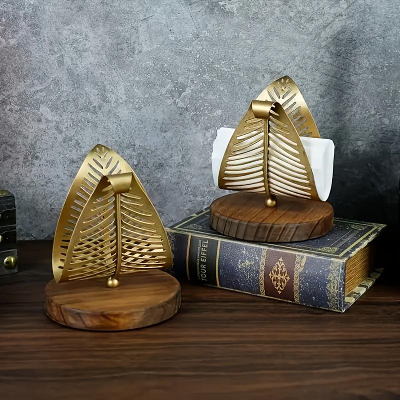 Luxuriöser Metall-Taschentuchhalter Blattdesign Zuhause Hotel Restaurant Serviettenständer