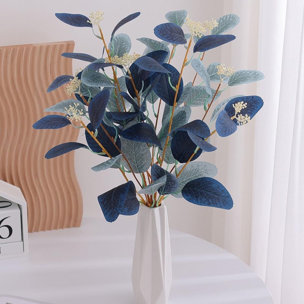 Colored Eucalyptus Leaves Simulated Plant Decorative Flowers Fake Flowers Vase Home Living Room Dining Table Ornaments Display