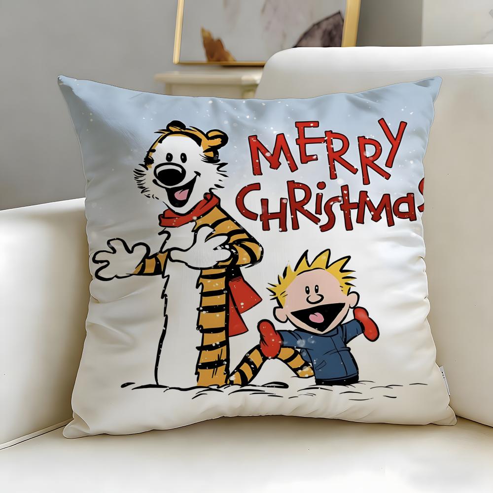classic comic Calvin and Hobbes Cushion Cover Soft EasyWash Pillow Case Versatile for Couch Bed Travel and Office