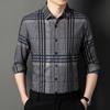 Spring and Autumn Thin Men's Middle-Aged People's Long Sleeve Shirt Plaid Casual Fashion Dad Wear Top