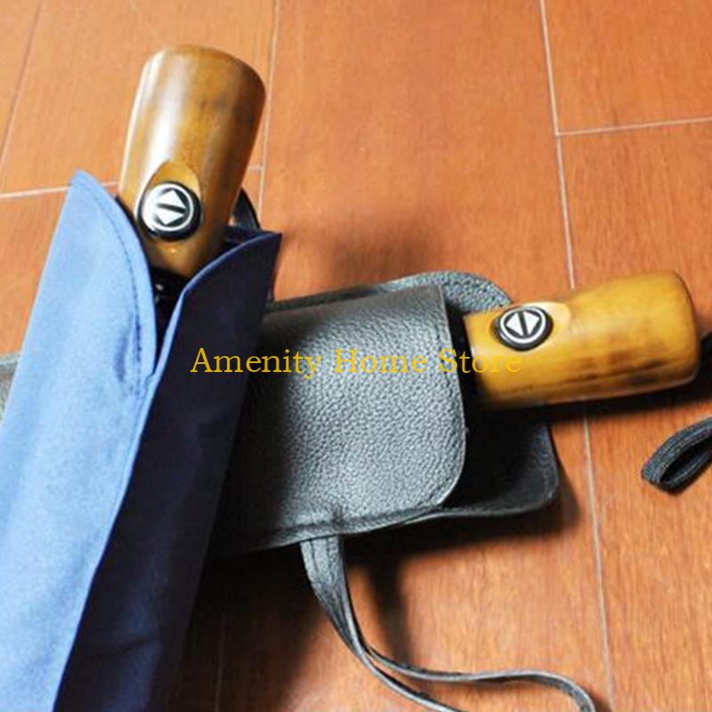 F26C Elegant Umbrella Bag Umbrella Carry Bag Black PU Leather Go on a Mission OR Car Vehicle Water Absorption Bag