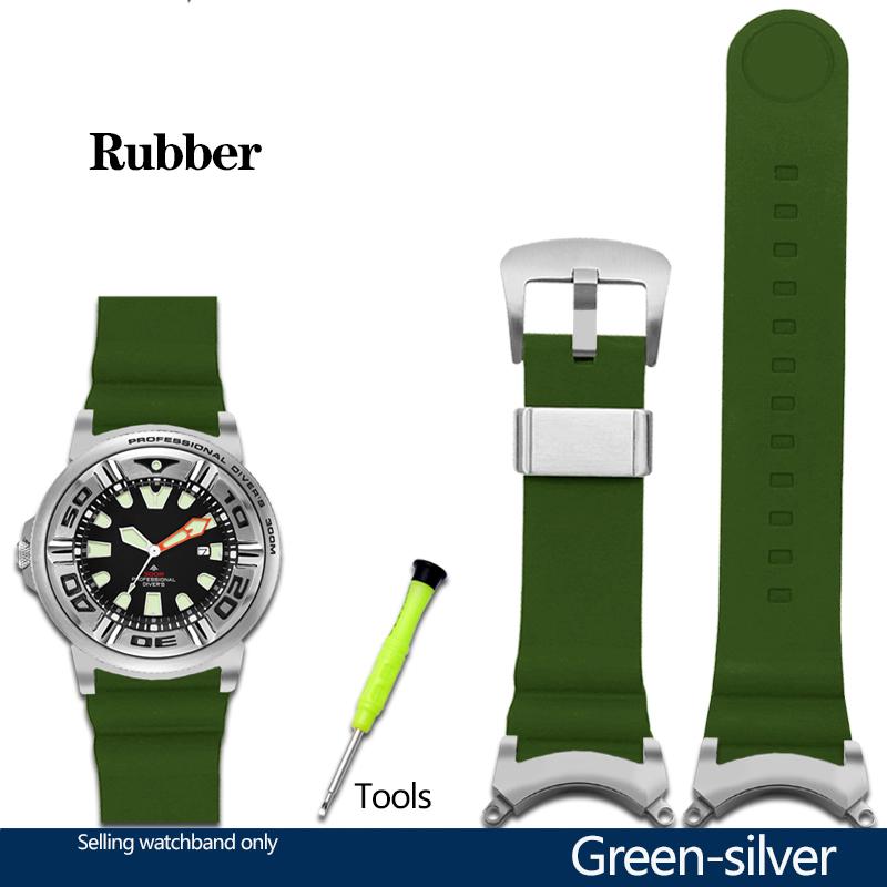 New Rubber Watchband For Citizen BJ8050 BJ8050-08E Stainless Steel Lug Little/Small Monster Modified Silicone Watch Band Strap
