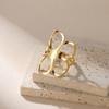 Lemegeton Large Flower Open Rings Women Stainless Steel Gold Color Adjustable Finger Ring Bohemian Jewelry Wedding Gift