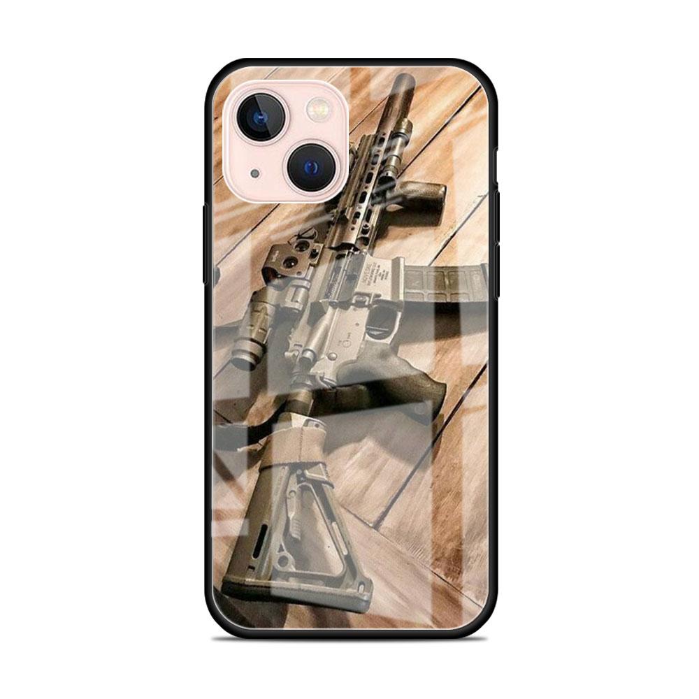 

Чехол из стекла с изображением пистолета AK47 и пуль для Apple iPhone 14 11 13 Pro 12 7 8 Plus SE 2022 XR X XS Max 6 6S, закаленный чехол для телефона iPhone 14 Pro Max