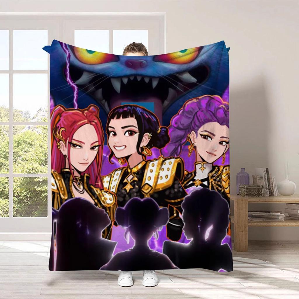 K-Pop D-emon H-unters Anime flannel blanket, suitable for home travel camping party gifts