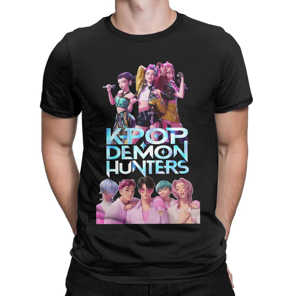 KPop Demon Hunters T-Shirt for Men Saja Boys Fan Gifts Vintage 100% Cotton Crewneck Short Sleeve T Shirts Unique Clothing