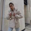 Winter New Thickened Lapel Waist-Tight Cotton Coat Women Slim Fit Solid Color Warm Padded Jacket Outerwear