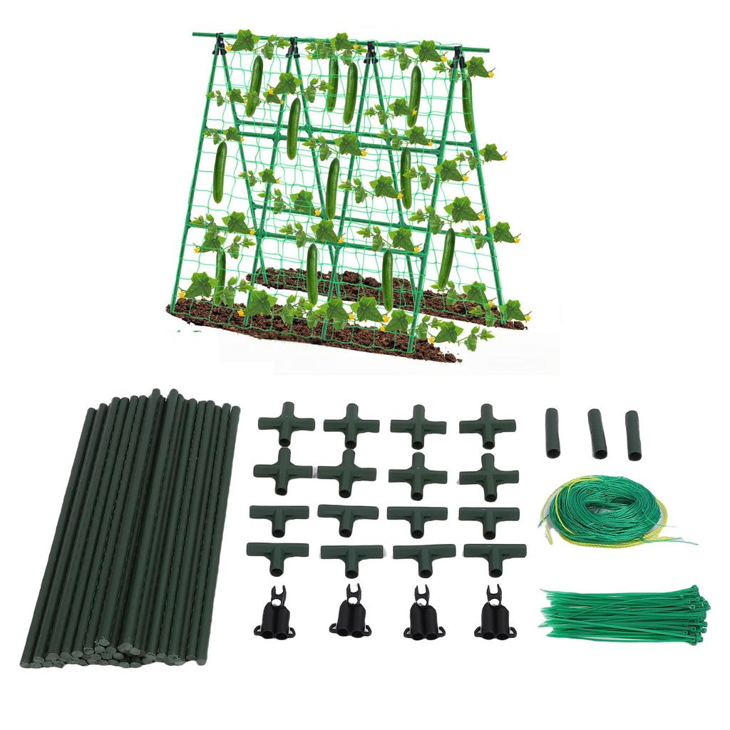 Cucumber  , 47 X63 in Frame Steel Pipe with Nylon Climbing Net, Angle Adjustments on Both Sides, Outdoor Plant Support Tower for