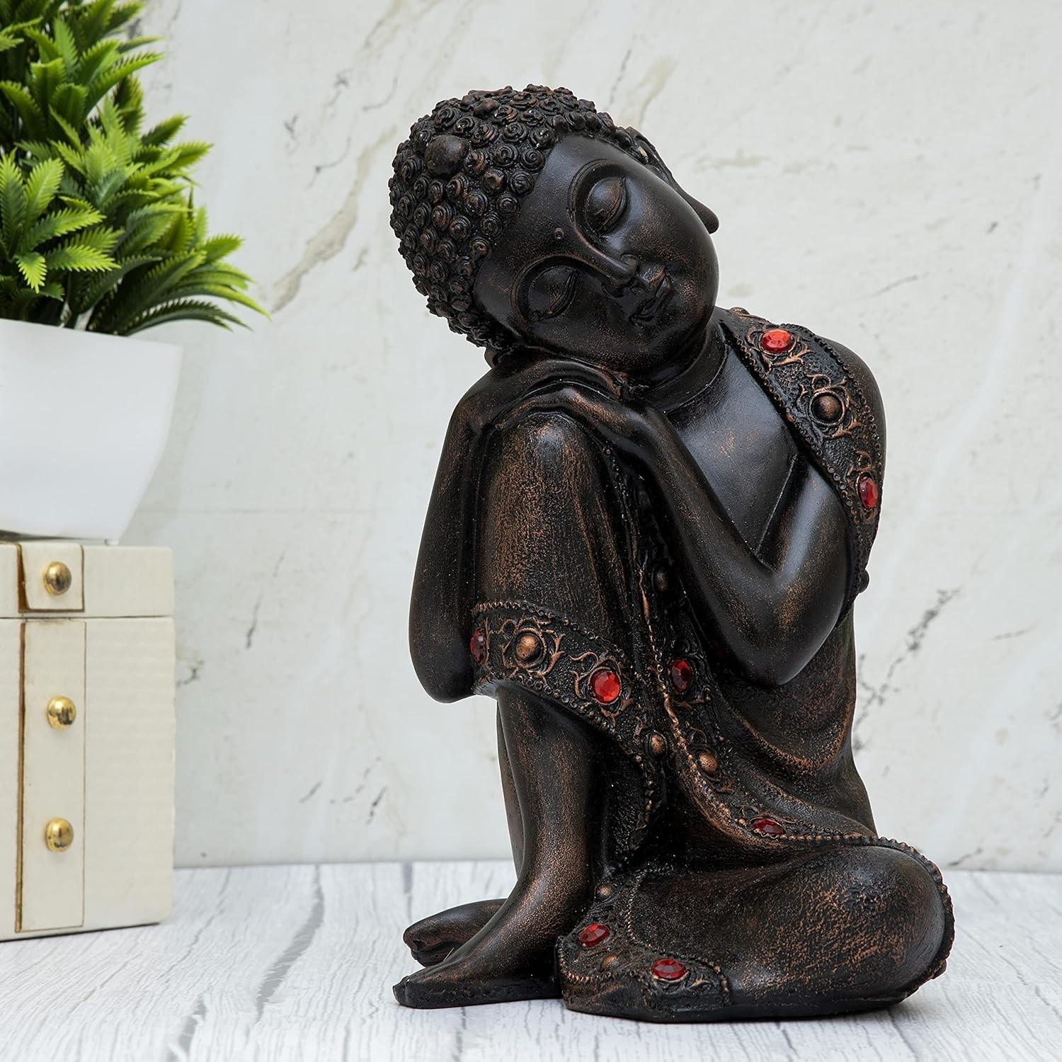 

@ Polystone Buddha Idol Statue Showpiece For Gifting Home Decor 555 Gm Zr-9008-60%Off