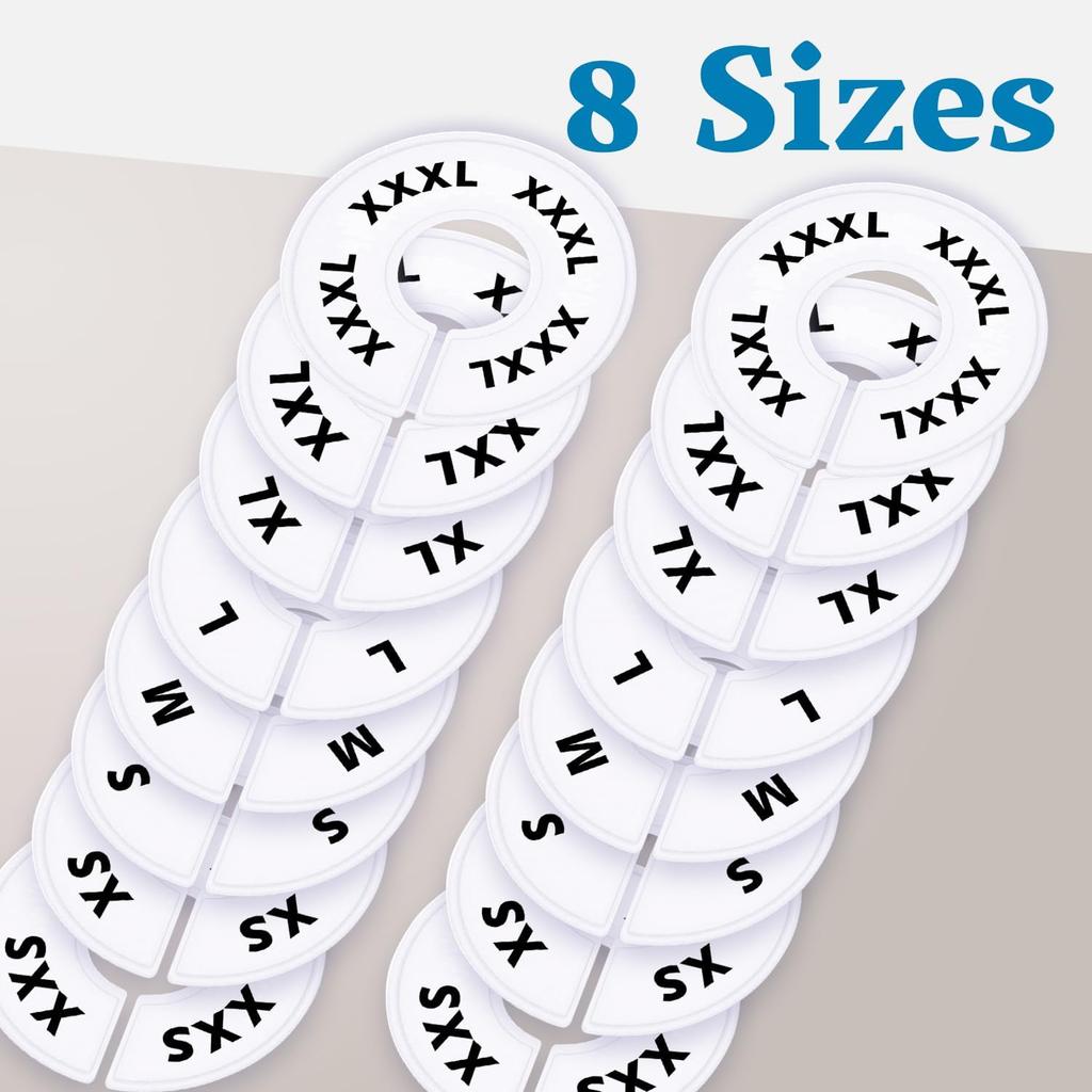 32 White Closet Dividers for Hanging Clothes – Clothing Rack Dividers with Printed Sizes