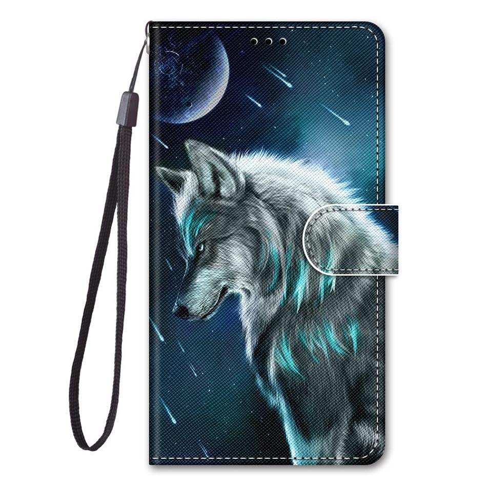 Schönes Katzen-Wolf-Muster Brieftaschen-Flip-Cases Für Xiaomi C40 Redmi 9A 9C 9T 10 10A 10C Note 9 10 S 10T Kartenhalter Ständer Buchhülle