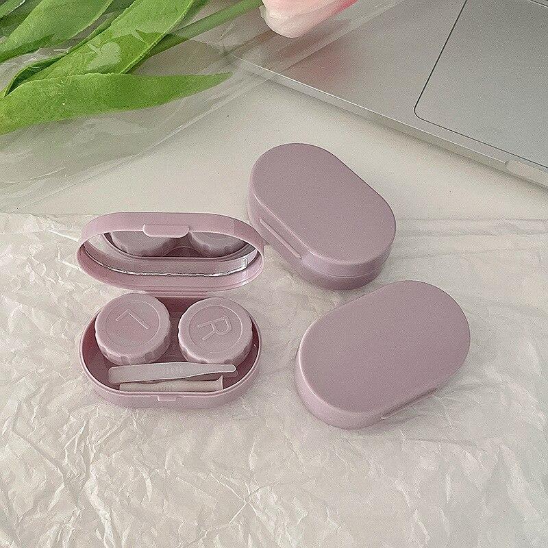 Effen Kleur Meisjes Contactlenzen Box Lens Case Vrouwen Draagbare Leuke Brillenkoker Houder Ogen Care Tools Kit Set Container